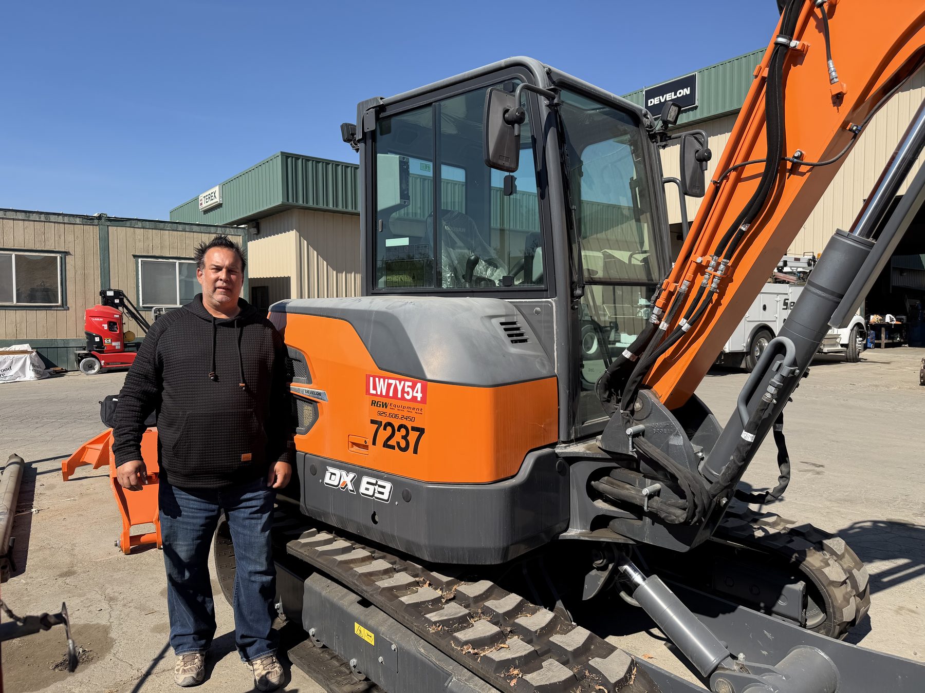 DrillSky's DX63-7 mini excavator with owner